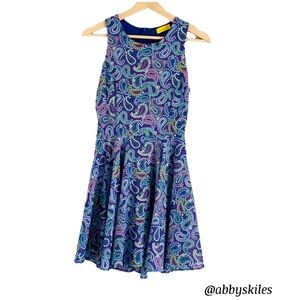 Y2K Dress by Dee Ella Blue Paisley Print Racer Back Styling Size Small